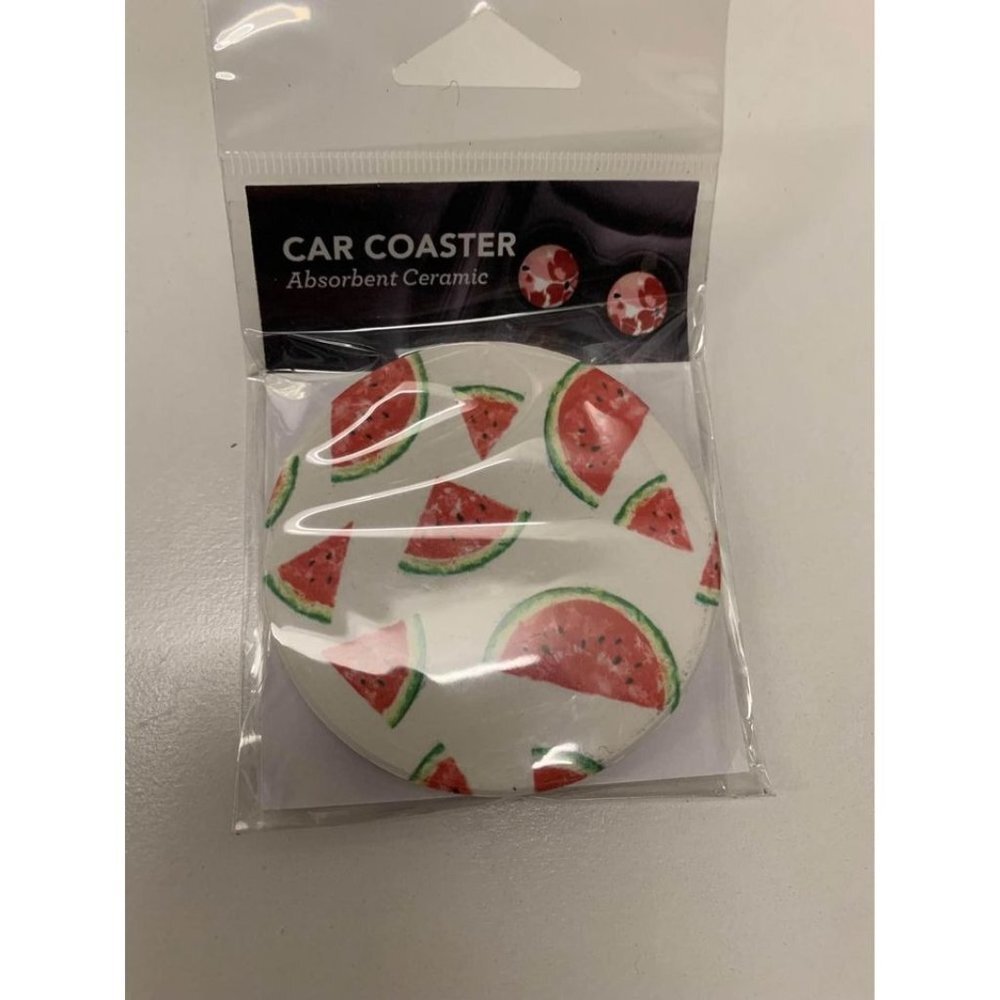 NWT Watermelon Print Absorbent Car Coaster Amish Ceramic Summer Auto Cup Holder